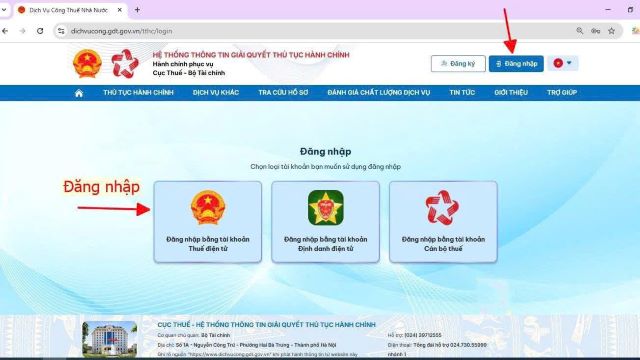 Hướng dẫn công dân đăng nhập Dịch vụ công thuế nhà nước