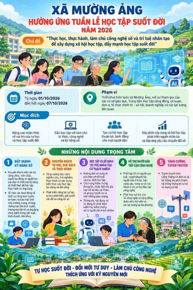 Xã Mường Ảng hướng ứng tuần lễ học tập suốt đời năm 2026