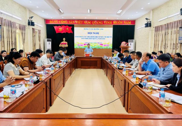 Đảng ủy xã Mường Ảng tổ chức Hội nghị giao ban các chi, đảng bộ cơ sở; chi bộ Tổ dân phố, bản quý I, năm 2026